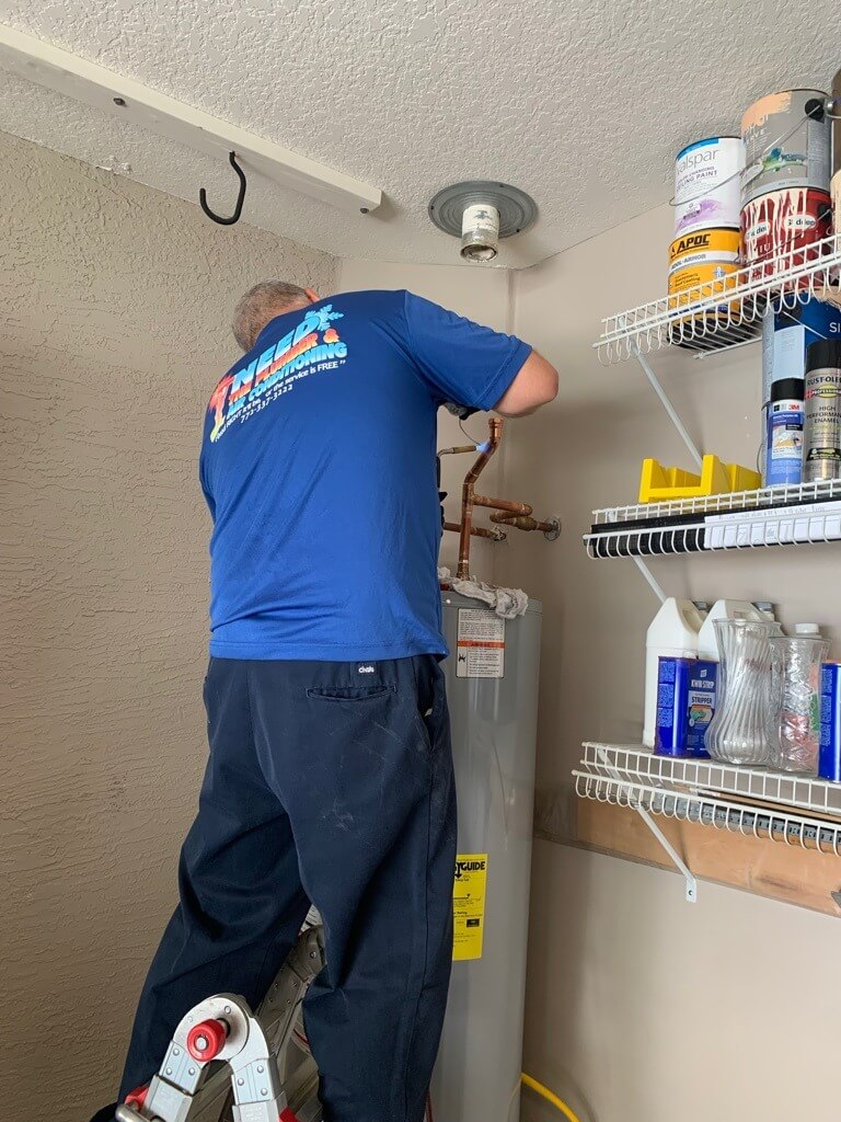 Repairing pipe on a water heater leak in Port St Lucie Fl